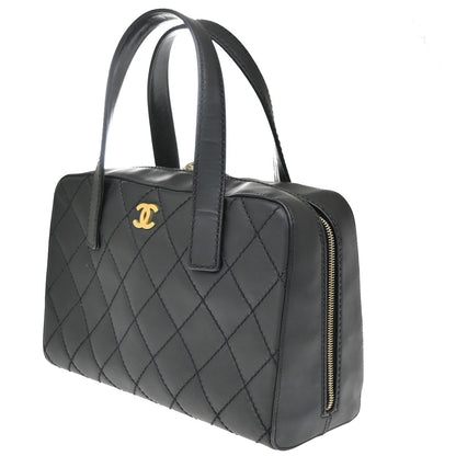 Chanel Wild Stitch Handbag Quilted Calfskin, Black, Leather, Shoulder Bag