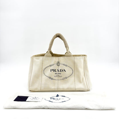 Prada Canapa Canvas, Beige, Canvas, Tote Bag