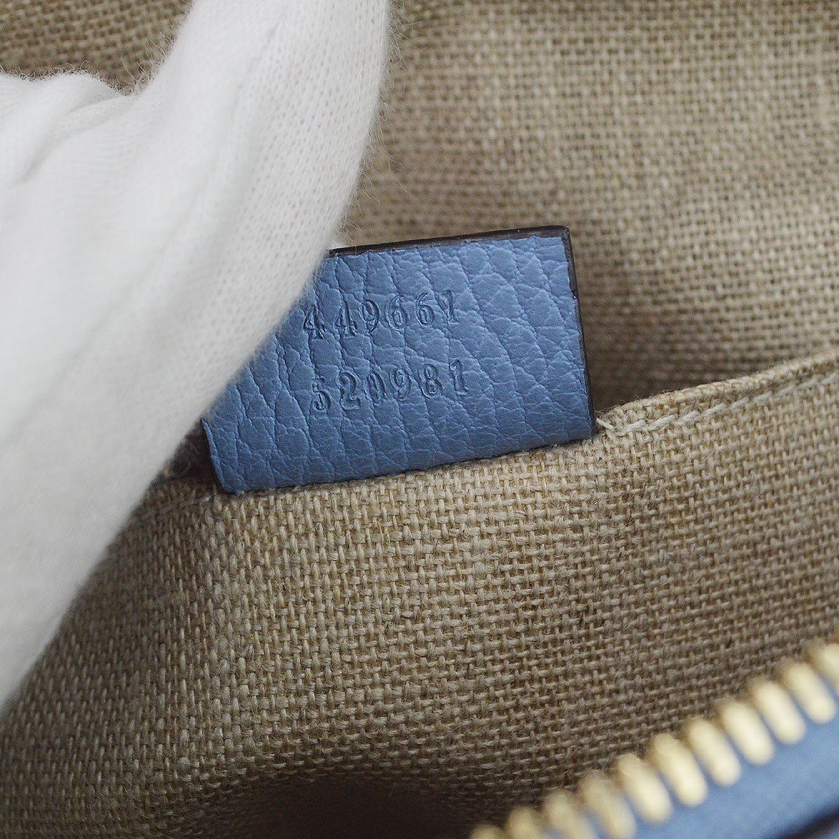 Gucci Interlocking Top Handle Leather, Blue, Leather, Handbag
