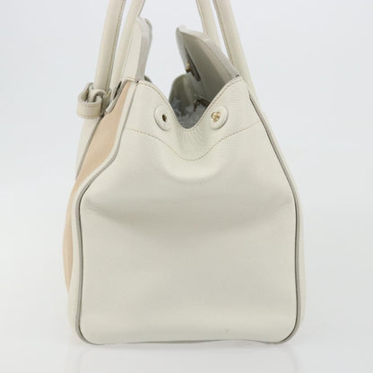 Prada Cuir Frame Convertible Canvas and Saffiano Leather, Beige, Canvas, Tote Bag