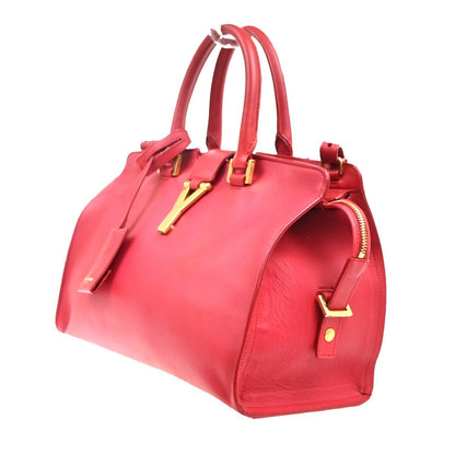 Saint Laurent Classic Y Cabas Leather, Red, Leather, Tote Bag