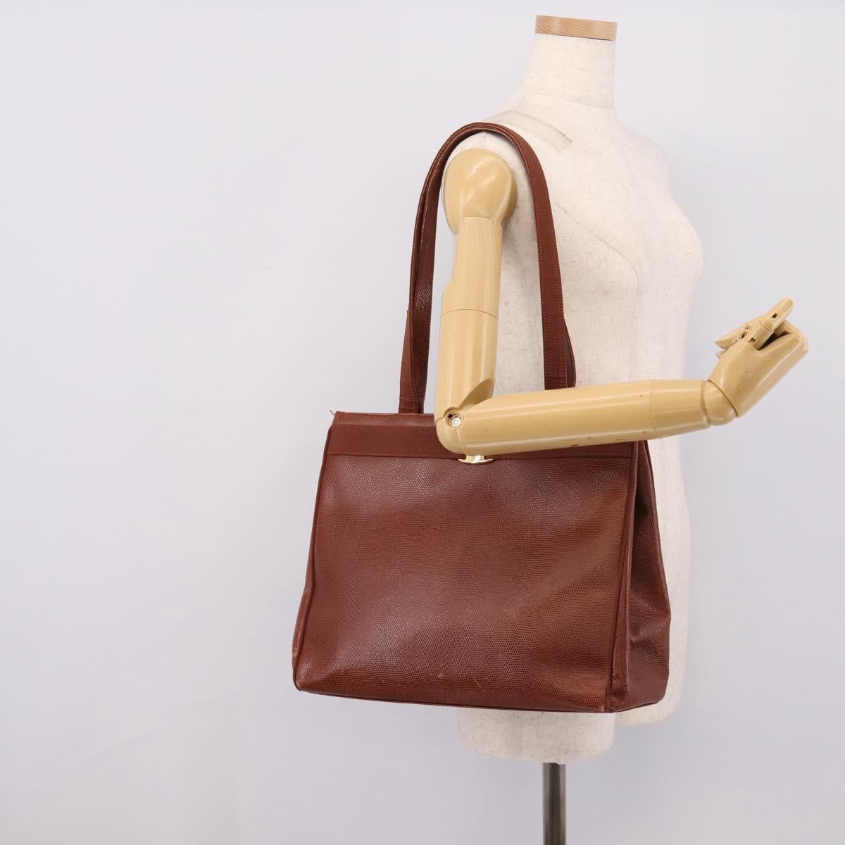 Salvatore Ferragamo Vala tote Embossed Leather, Brown, Leather, Tote Bag