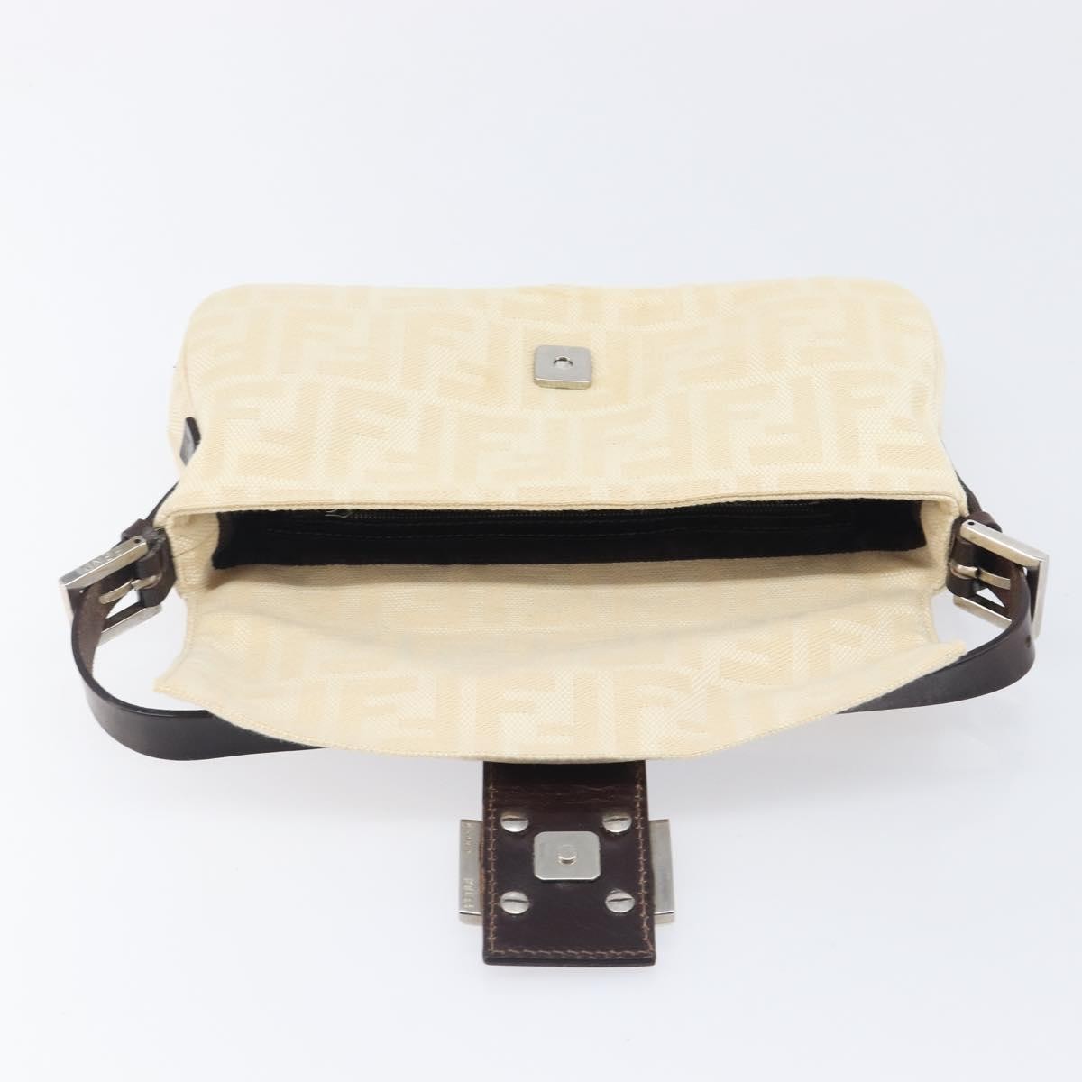 Fendi Baguette Zucca Canvas, Beige, Canvas, Handbag