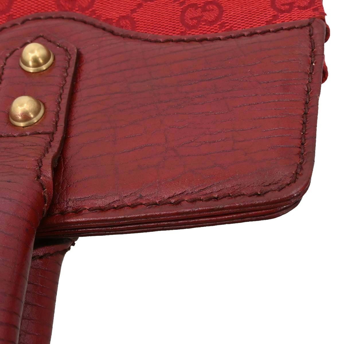 Gucci Horsebit Bracket GG Canvas, Red, Canvas, Tote Bag