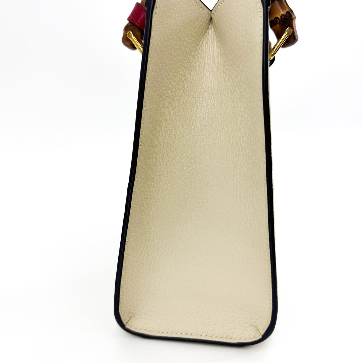 Gucci Diana NM Bamboo Handle Leather, White, Leather, Tote Bag