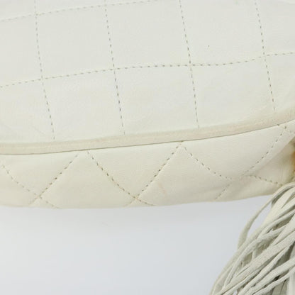 Chanel Vintage Diamond Tassel Quilted Lambskin, White, Leather, Crossbody Bag