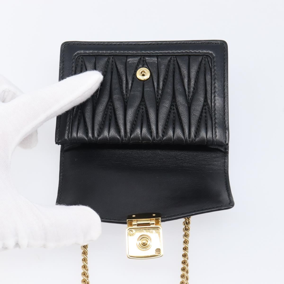 Miu Miu Biker Chain Matelasse Leather, Black, Leather, Shoulder Bag