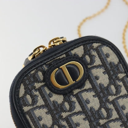 Christian Dior 30 Montaigne Phone Holder on Chain Oblique Canvas, Navy, Canvas, Clutch