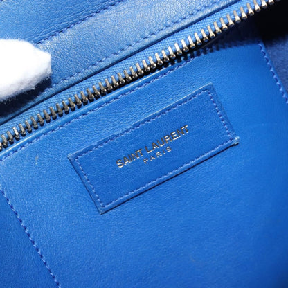 Saint Laurent Classic Y Cabas Leather, Blue, Leather, Tote Bag