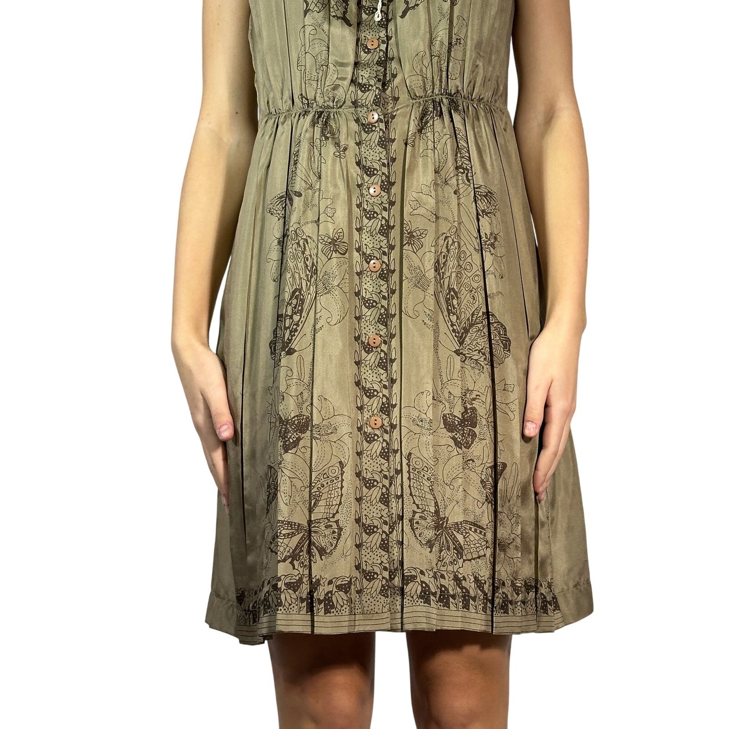 ALBERTA FERRETTI Pleated Silk Dress