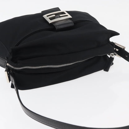 Fendi Baguette Canvas, Black, Nylon, Handbag