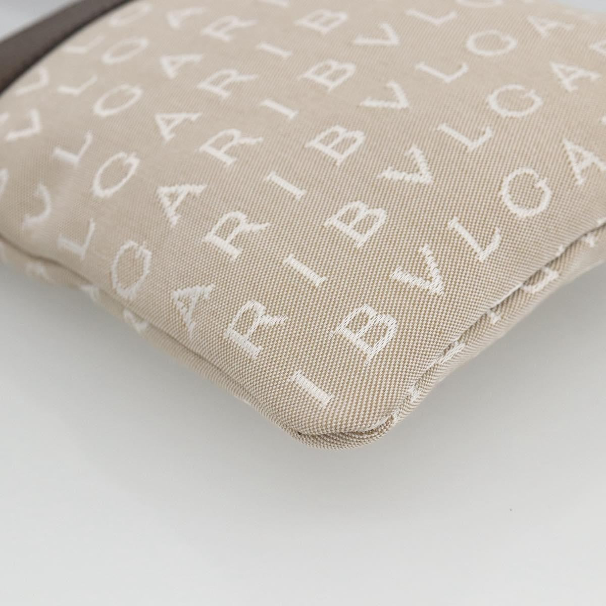 Bvlgari Logomania Canvas with Leather, Beige, Canvas, Shoulder Bag