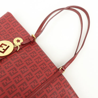 Fendi Superstar Zucchino Coated Canvas, Red, PVC, Tote Bag