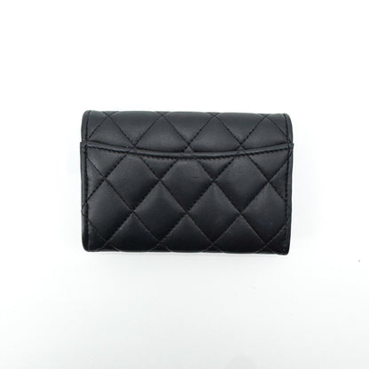 Chanel Classic Flap Card Holder Quilted Caviar, Black, Leather, Card Holder