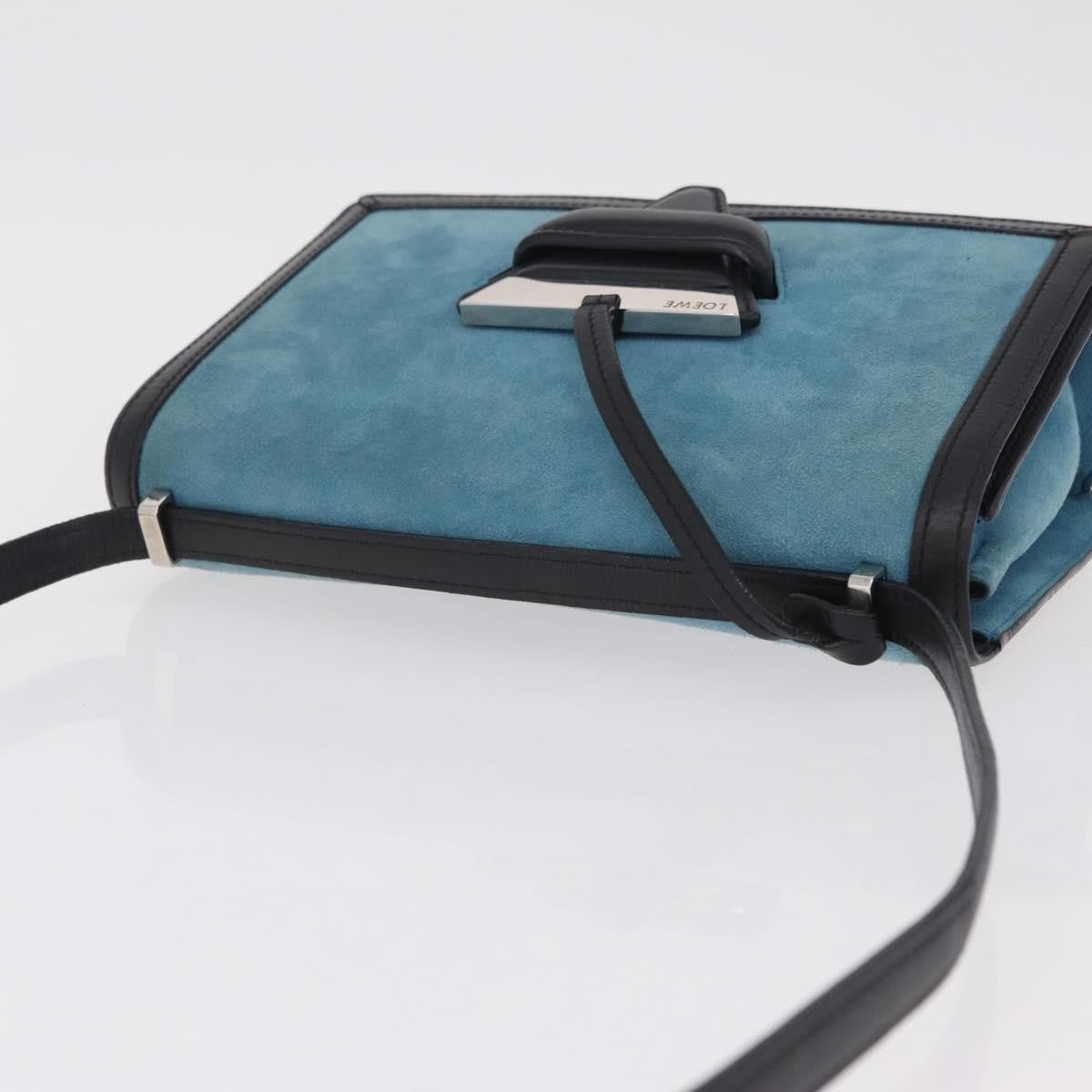 Loewe Barcelona Suede with Leather, Blue, Suede, Shoulder Bag