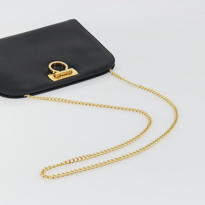 Salvatore Ferragamo Vintage Gancini Chain Leather, Black, Leather, Shoulder Bag