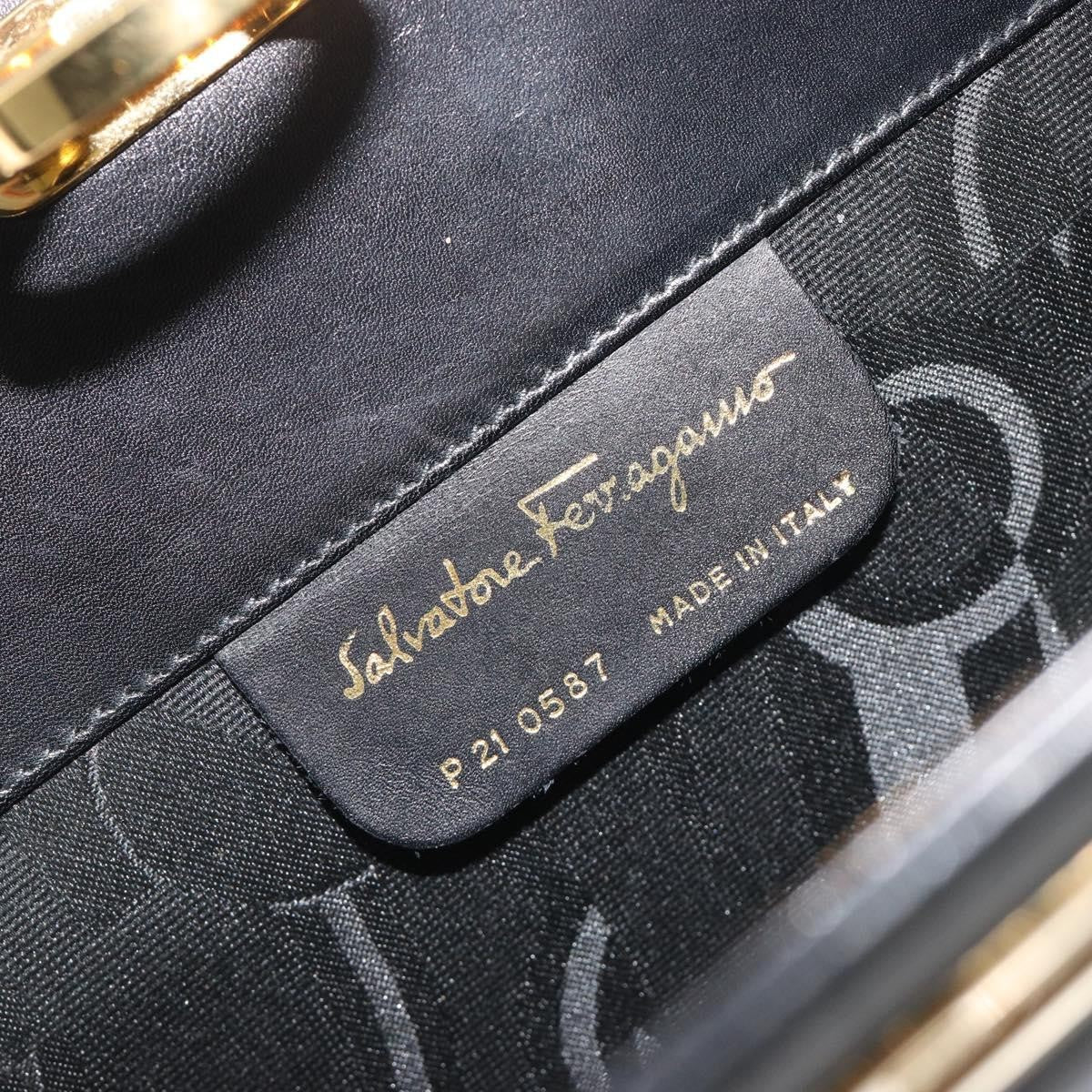 Salvatore Ferragamo Vintage Gancini Chain Leather, Black, Leather, Shoulder Bag