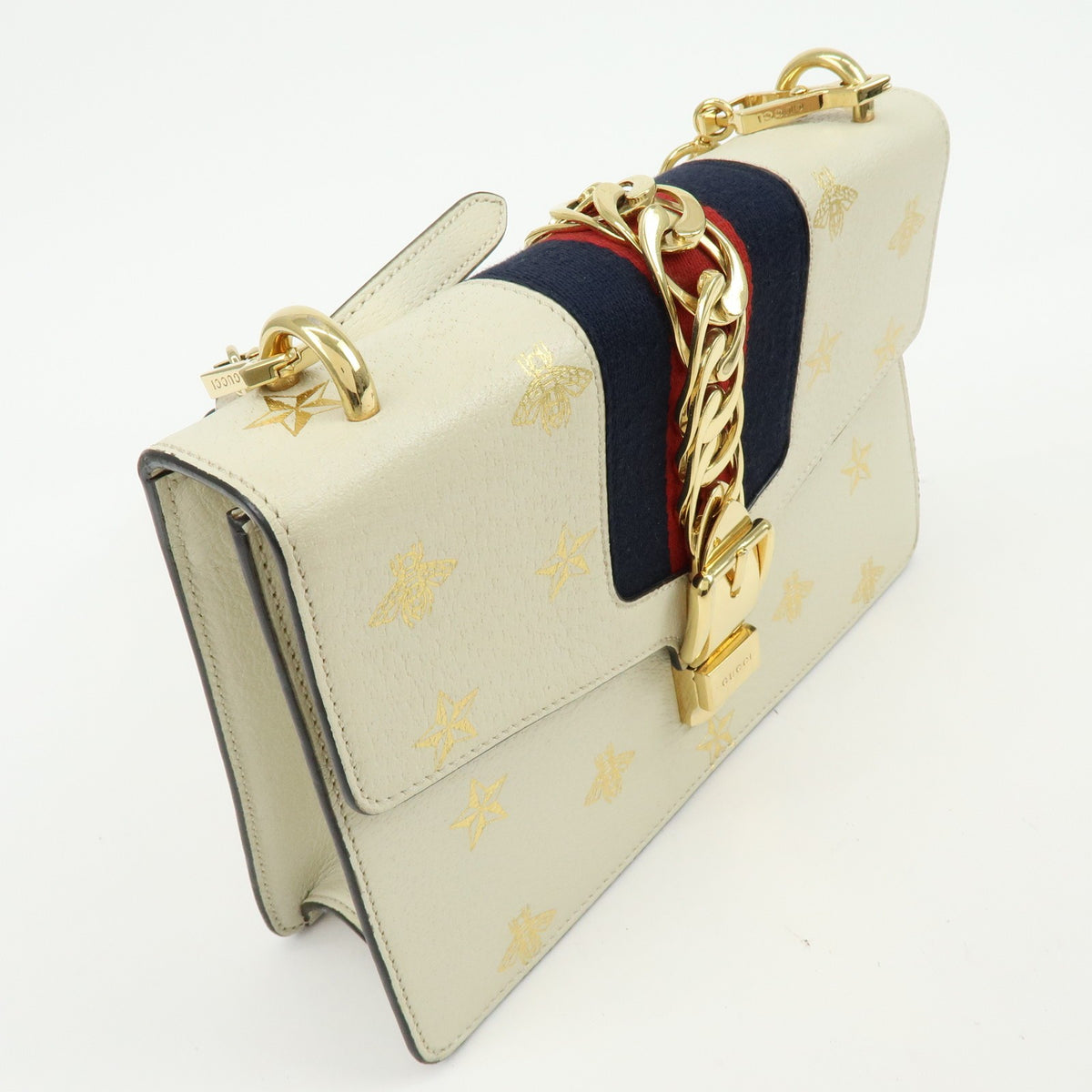 Gucci Sylvie Belt Leather, Beige, Calfskin, Handbag
