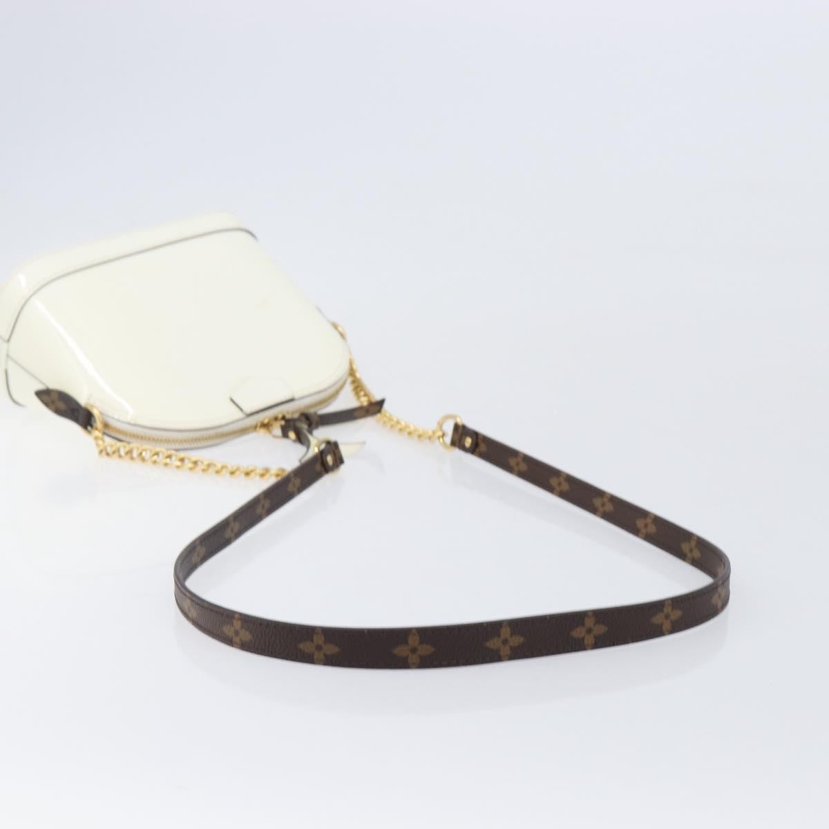 Louis Vuitton Alma Chain Vernis with Monogram Canvas, White, Patent Leather, Handbag
