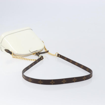 Louis Vuitton Alma Chain Vernis with Monogram Canvas, White, Patent Leather, Handbag