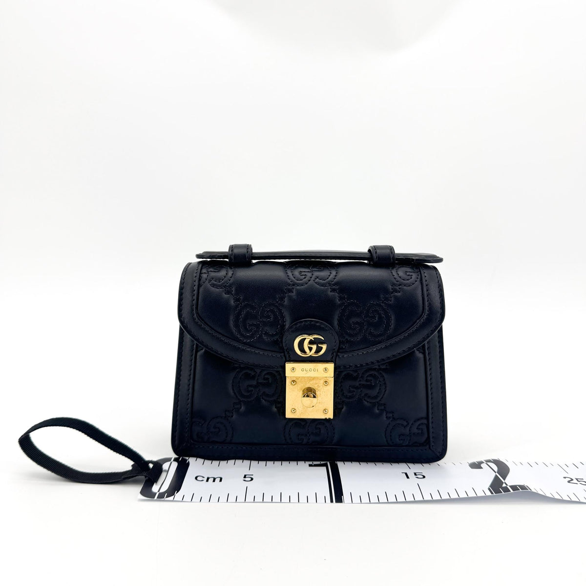 Gucci Padlock GG Embossed Leather, Black, Leather, Shoulder Bag