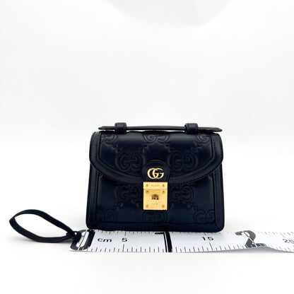 Gucci Padlock GG Embossed Leather, Black, Leather, Shoulder Bag