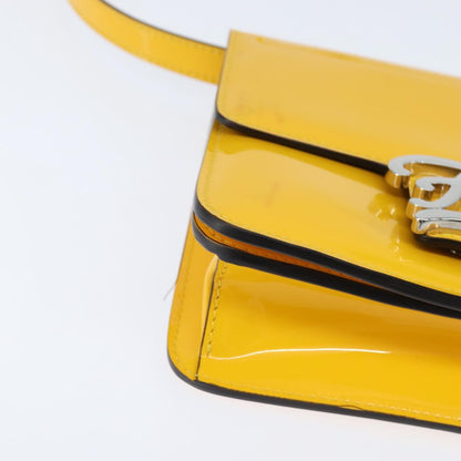 Fendi Curligraphy Shoulder Enamel Yellow Silver, YELLOW, PATENT_LEATHER, Shoulder bag