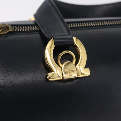 Salvatore Ferragamo Gancini Leather, Navy, Leather, Handbag