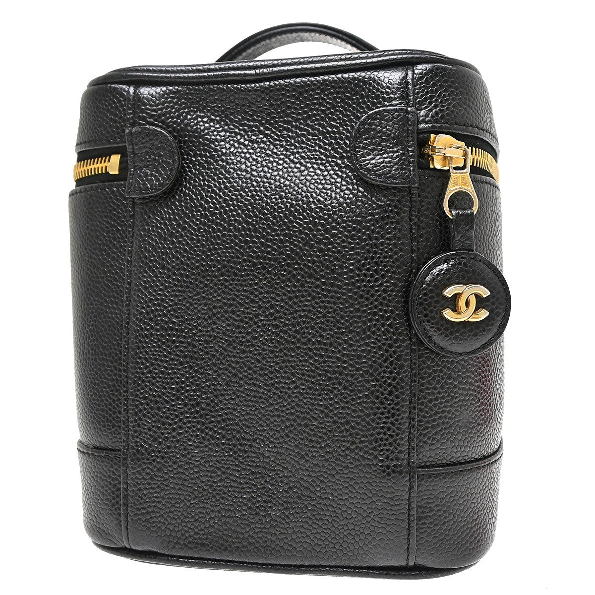 Chanel Vintage Timeless Cosmetic Case Caviar, Black, Leather, Handbag