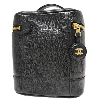 Chanel Vintage Timeless Cosmetic Case Caviar, Black, Leather, Handbag