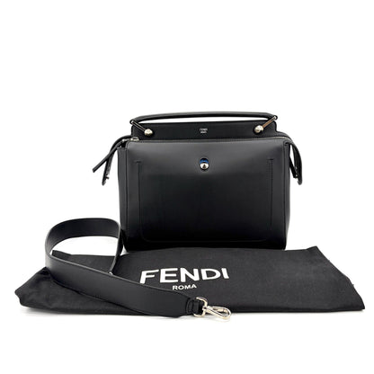 Fendi DotCom Convertible Satchel Leather, Black, Calfskin, Handbag