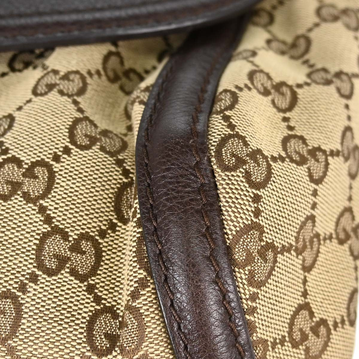 Gucci Techno Horsebit Flap Hobo Leather, Beige, Canvas, Shoulder Bag