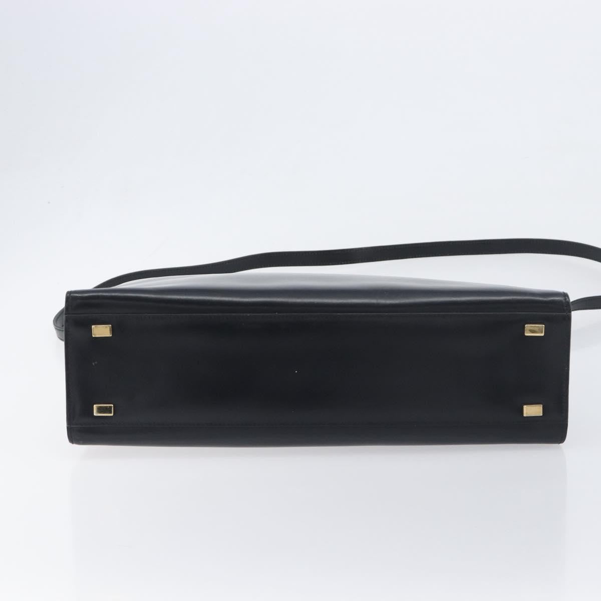 Celine Top Handle Leather, Black, Leather, Handbag