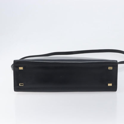 Celine Top Handle Leather, Black, Leather, Handbag