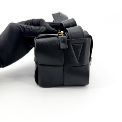 Bottega Veneta Brick Cassette Maxi Intrecciato Leather, Black, Leather, Shoulder Bag