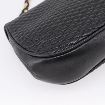 Bally Vintage Chain Quilted Leather, Black, Leather, Shoulder Bag