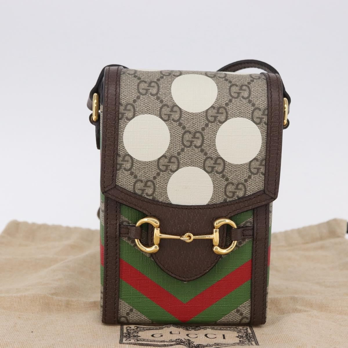 Gucci Horsebit 1955 Printed GG Coated Canvas, Beige, Canvas, Crossbody Bag