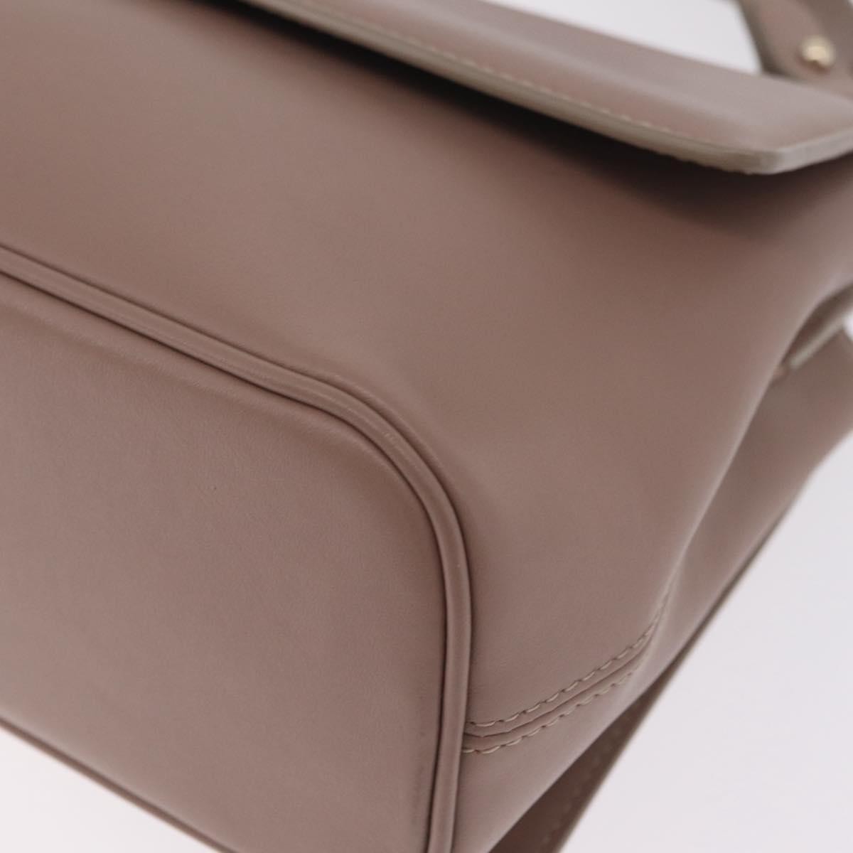 Bvlgari Signature Top Handle Leather, Beige, Leather, Handbag