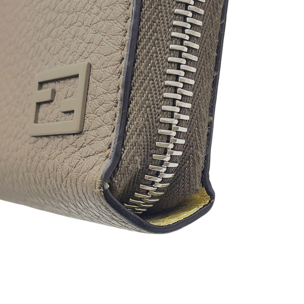 Fendi Forever Zip Around Printed Leather, Beige, Leather, Wallet