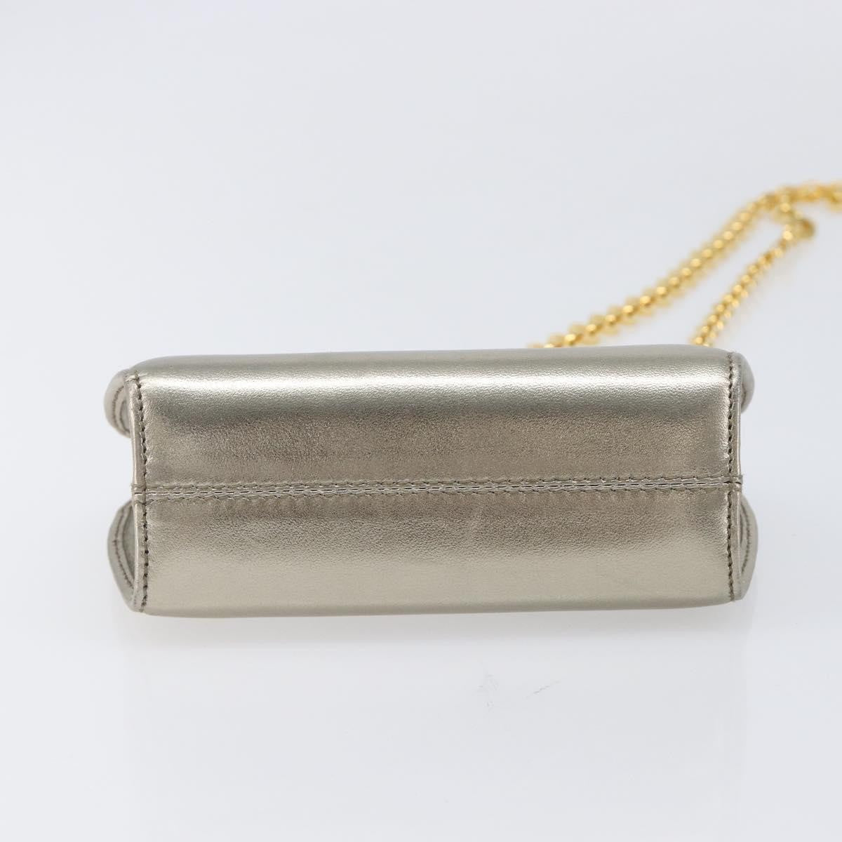 Salvatore Ferragamo Gancini Chain Leather, Gold, Leather, Shoulder Bag