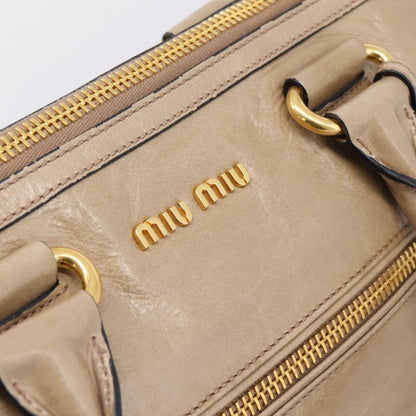 Miu Miu Convertible Bauletto Vitello Shine, Beige, Leather, Handbag