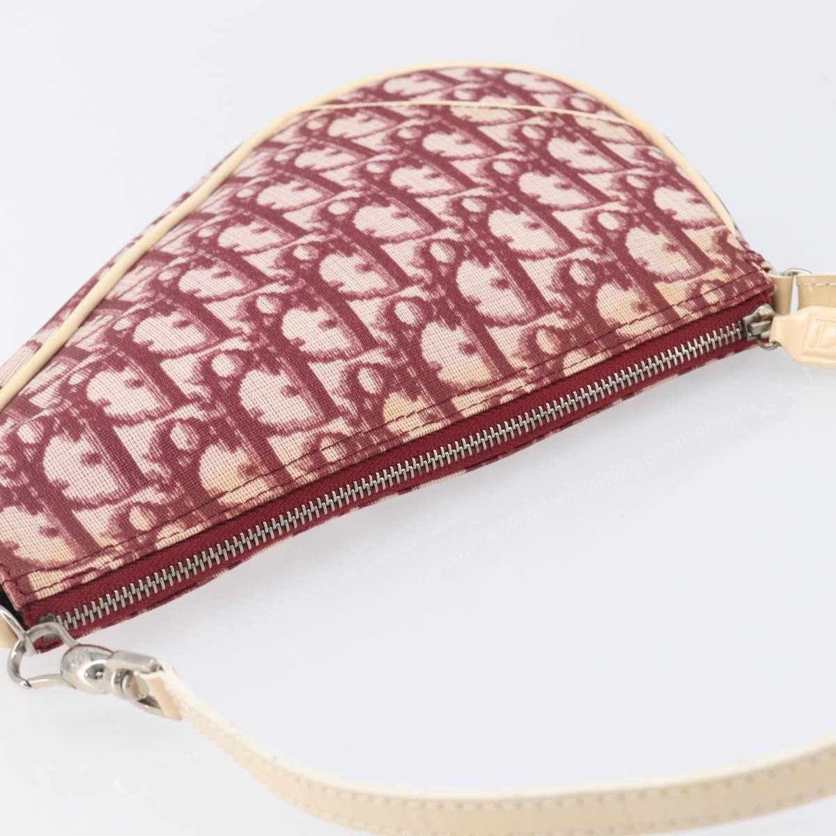 Christian Dior Vintage Saddle Bag Canvas, Red, Canvas, Clutch