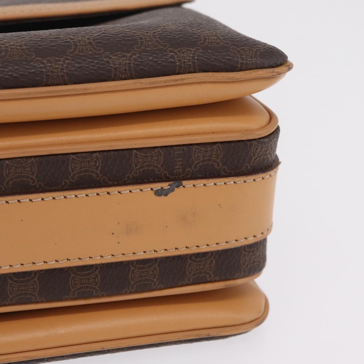 Celine Macadam Shoulder Canvas, Brown, Canvas, Crossbody Bag