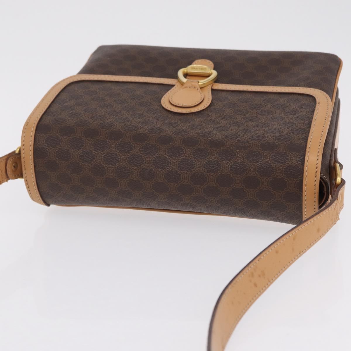 Celine Macadam Shoulder Canvas, Brown, Canvas, Crossbody Bag