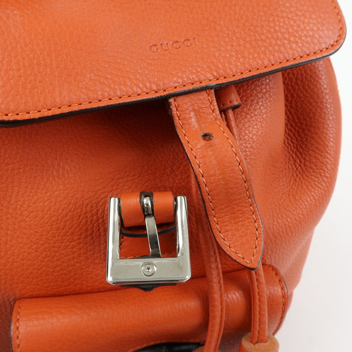 Gucci Bamboo Tassel Leather, Orange, Leather, Backpack