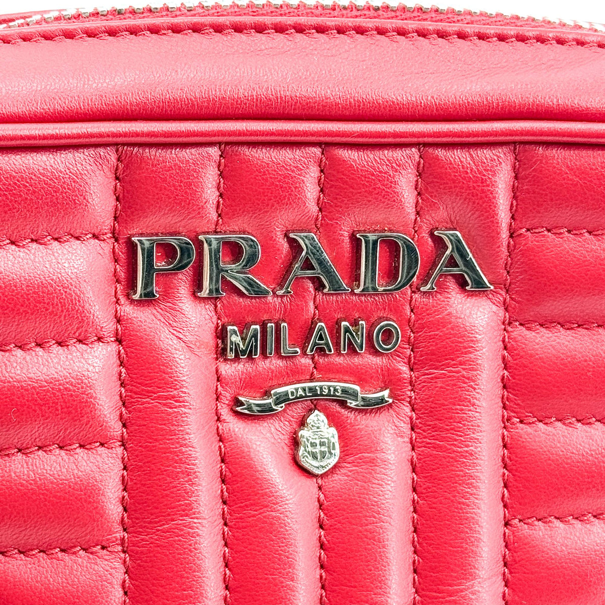 Prada Camera Diagramme Quilted Leather, Red, Leather, Handbag