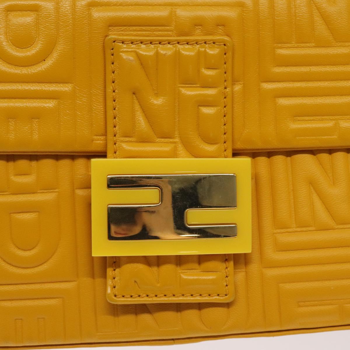 Fendi Baguette NM Bag Zucca Embossed Leather, YELLOW, LEATHER, Shoulder bag