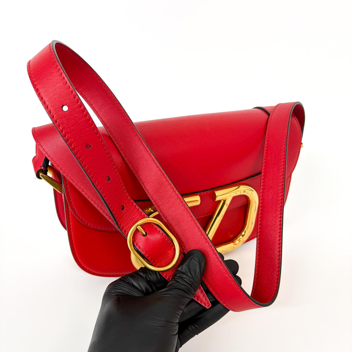 Valentino Garavani Supervee Leather, Red, Leather, Crossbody Bag