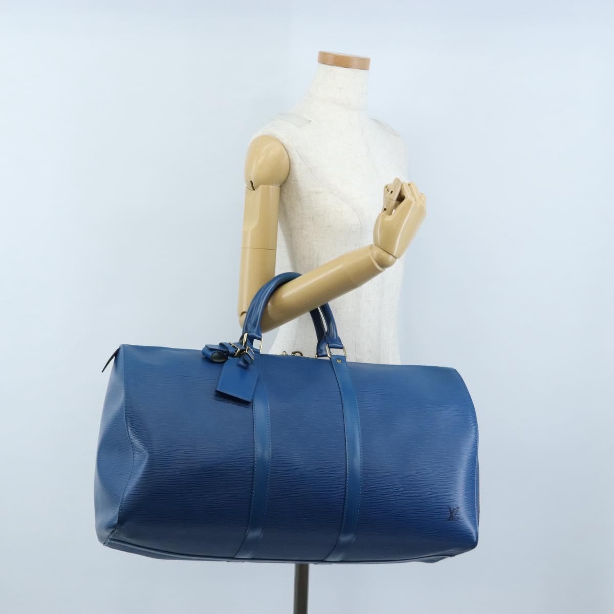 Louis Vuitton Keepall Epi Leather, Blue, Leather, Travel Bag