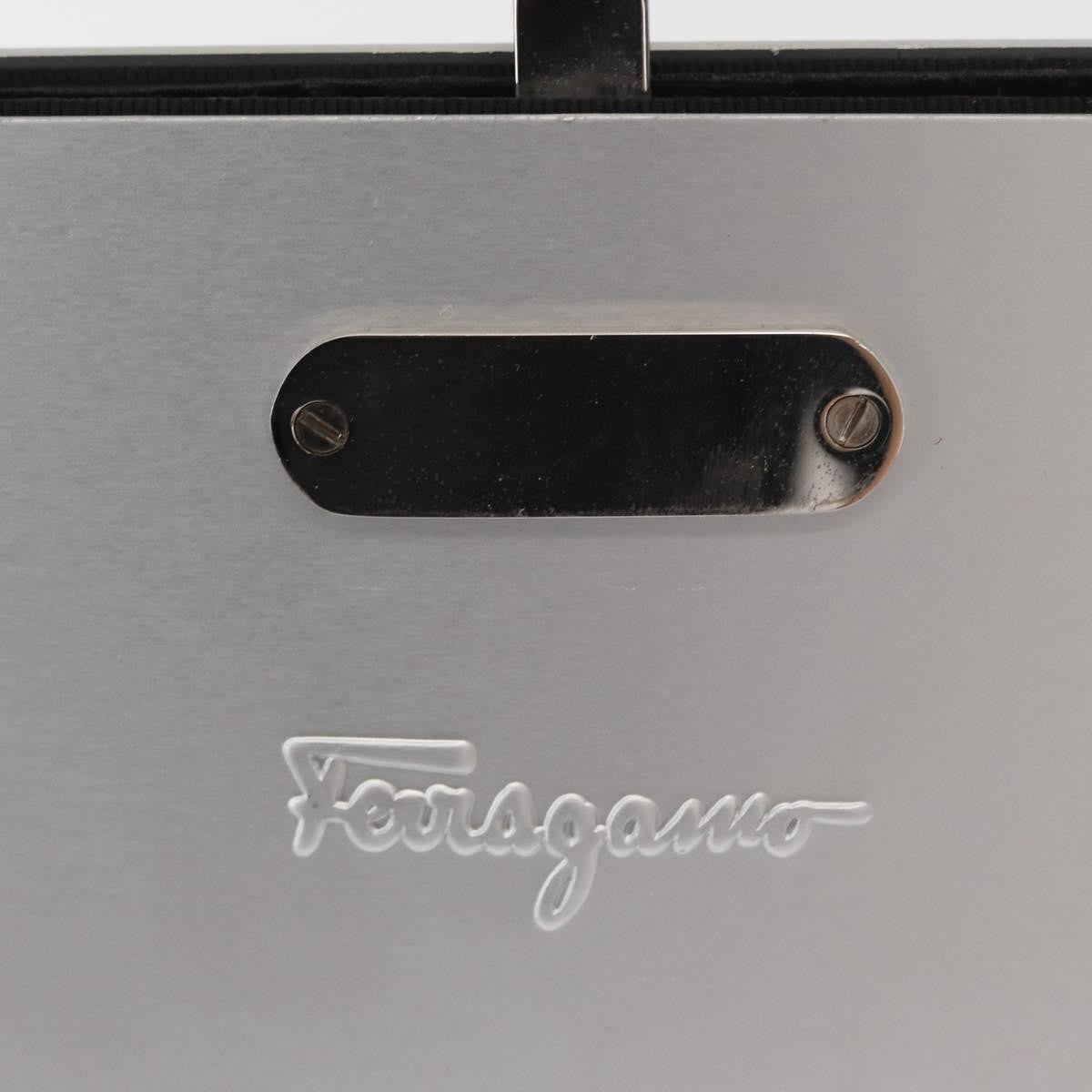 Salvatore Ferragamo Vintage Gancini Chain Leather, Silver, Stainless Steel, Shoulder Bag